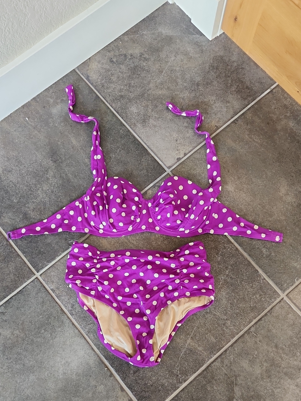JCrew Womens Purple Polka Dot Swimsuit